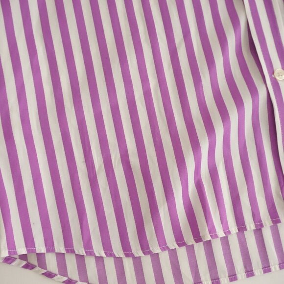 Duchamp London Lavender White Stripe Tailored Fit Cotton Dress Shirt 17 (43cm) - Picture 7 of 9